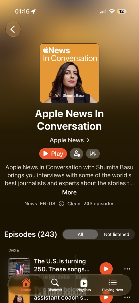 Detail d'un podcast dans Fennec